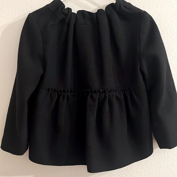 Simply Vera-Vera Wang Tweed Cropped Bolero Jacket Black Single Snap Back Ruffles - Picture 3 of 8